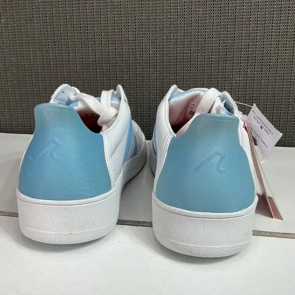 Redvanly Women's Size 9.5 White & Blue Vegan Leather Sneakers - Picture 3 of 7